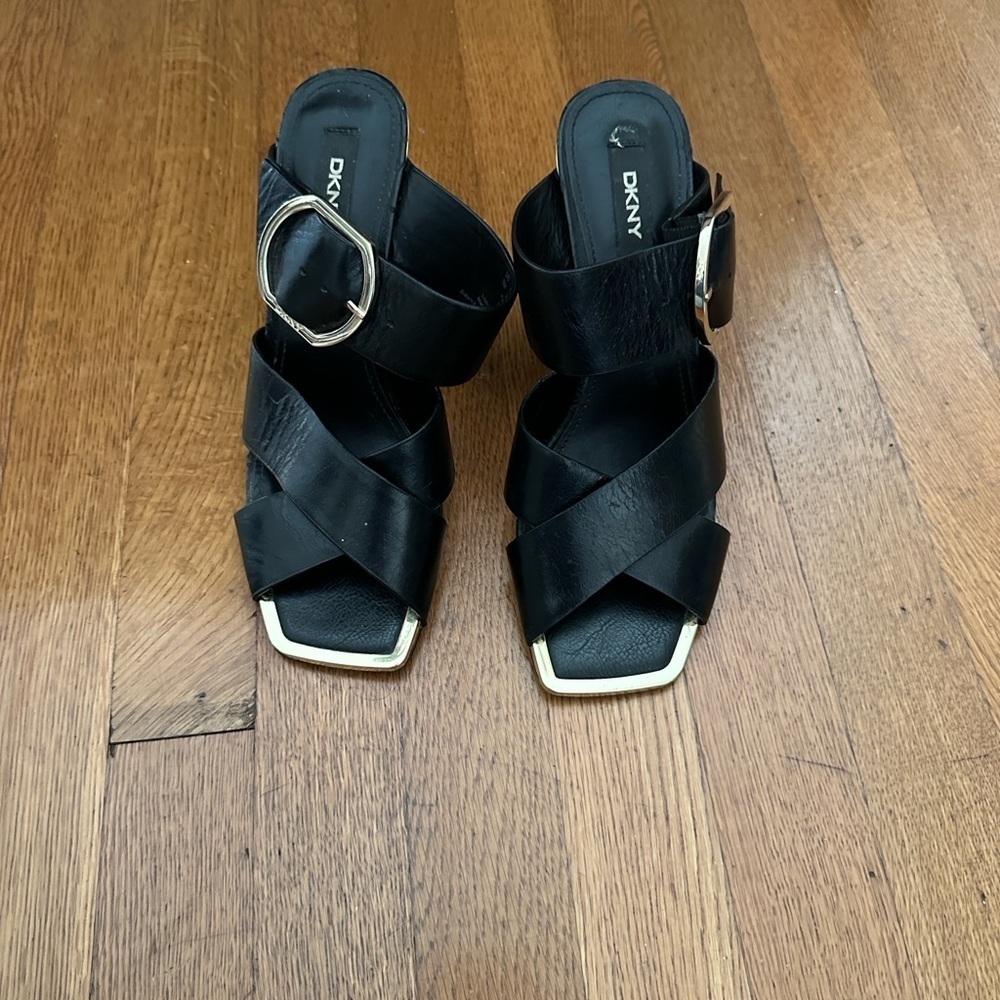 DKNY Black Heels with Silver Accent